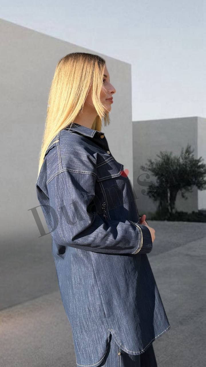 Ceremony  Biye Detaylı Denim Gömlek  Lacivert S-5103