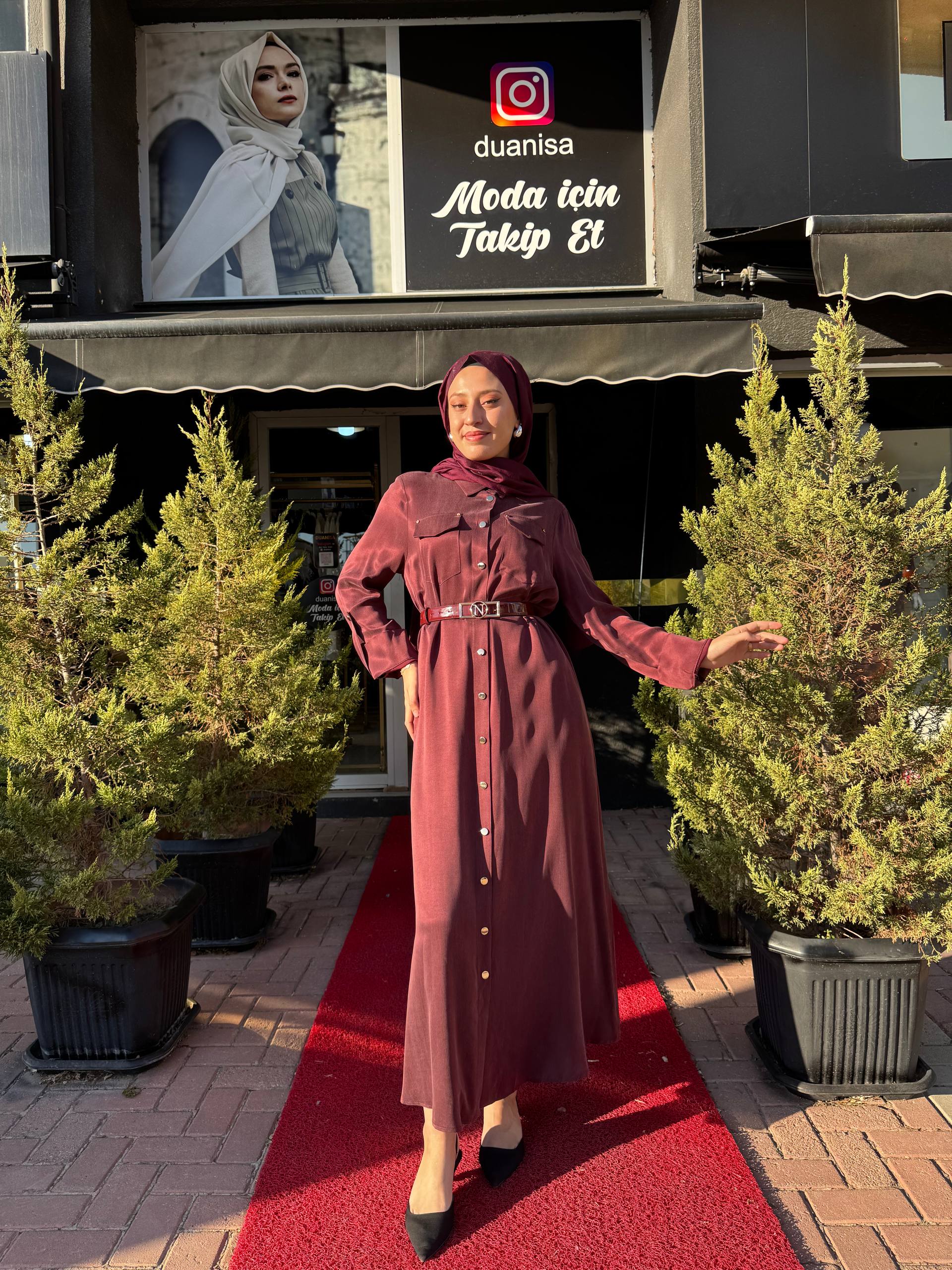 Nuss Elbise NS-26K2002 - Bordo