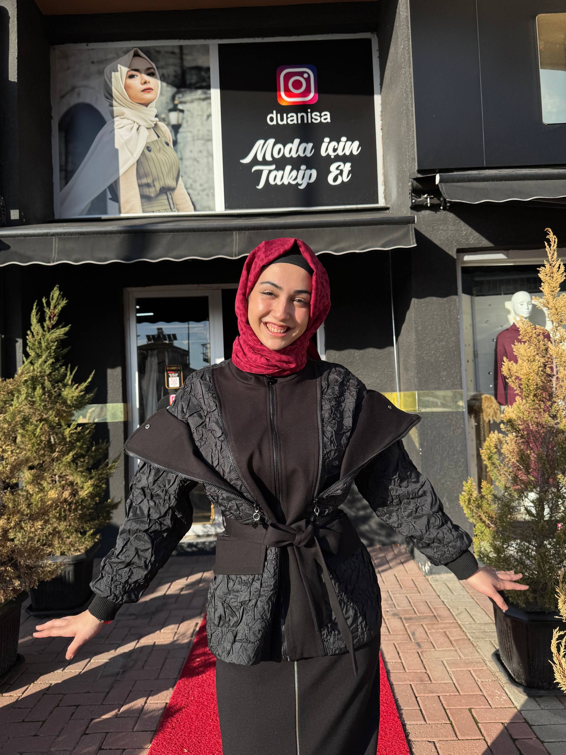 Ceremony Santana Örme Garnili Kısa Kap W-6848 - Siyah