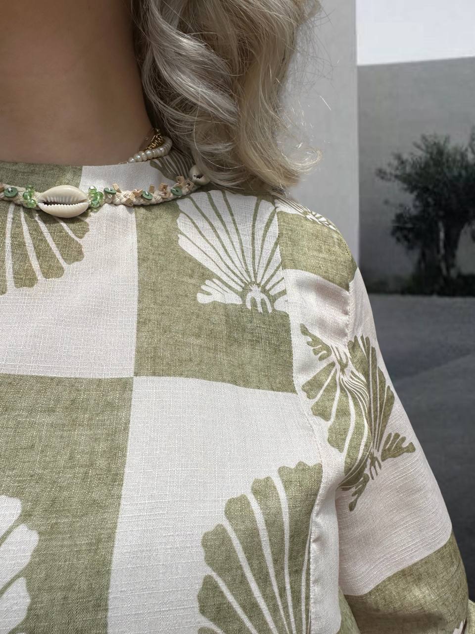 Ceremony  Eteği Kraşlı Midye Baskılı Keten Vual Elbise Orjinal