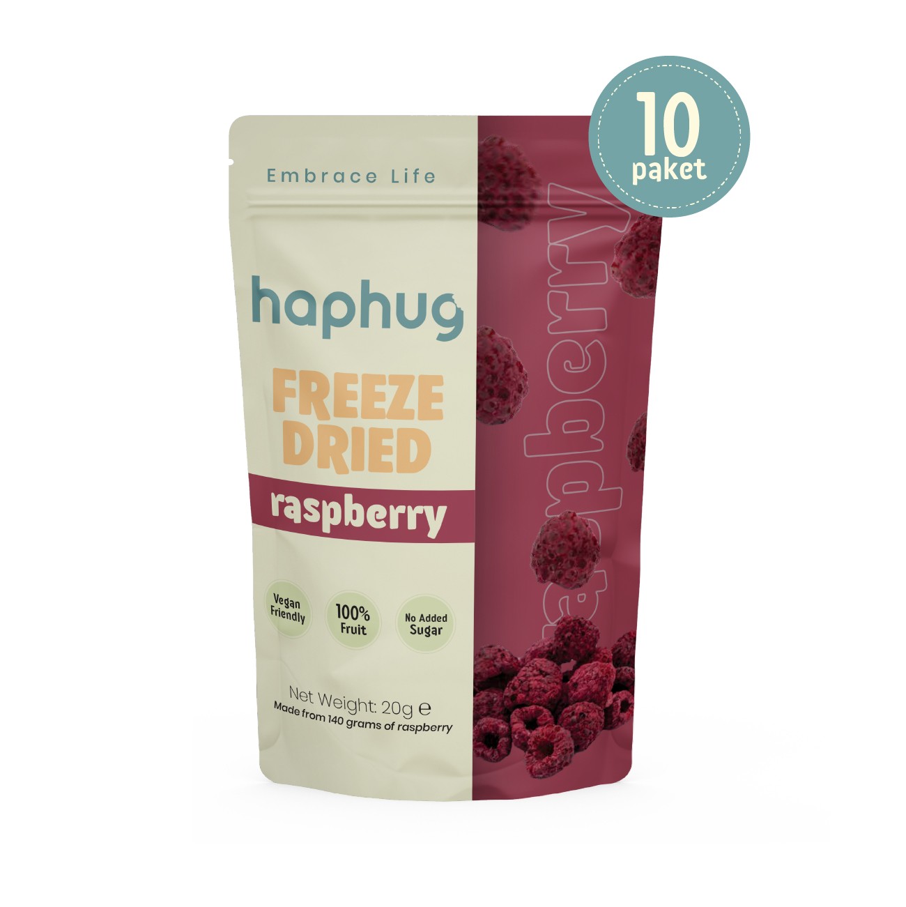 HapHug Freeze-Dried Raspberry - Pack of 10