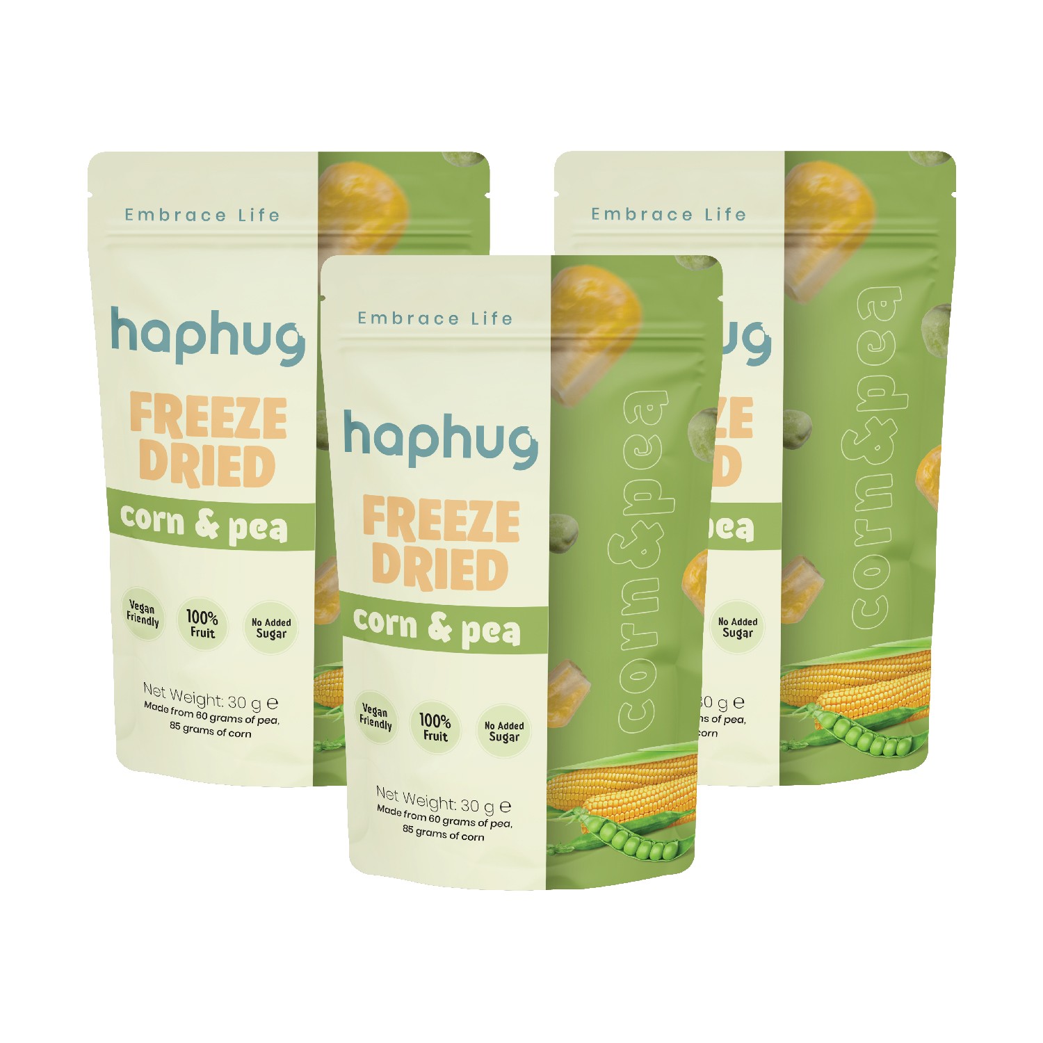 3'lü Paket Freeze Dried Bezelye & Mısır - Dondurularak Kurutulmuş Bezelye & Mısır 30g x 3