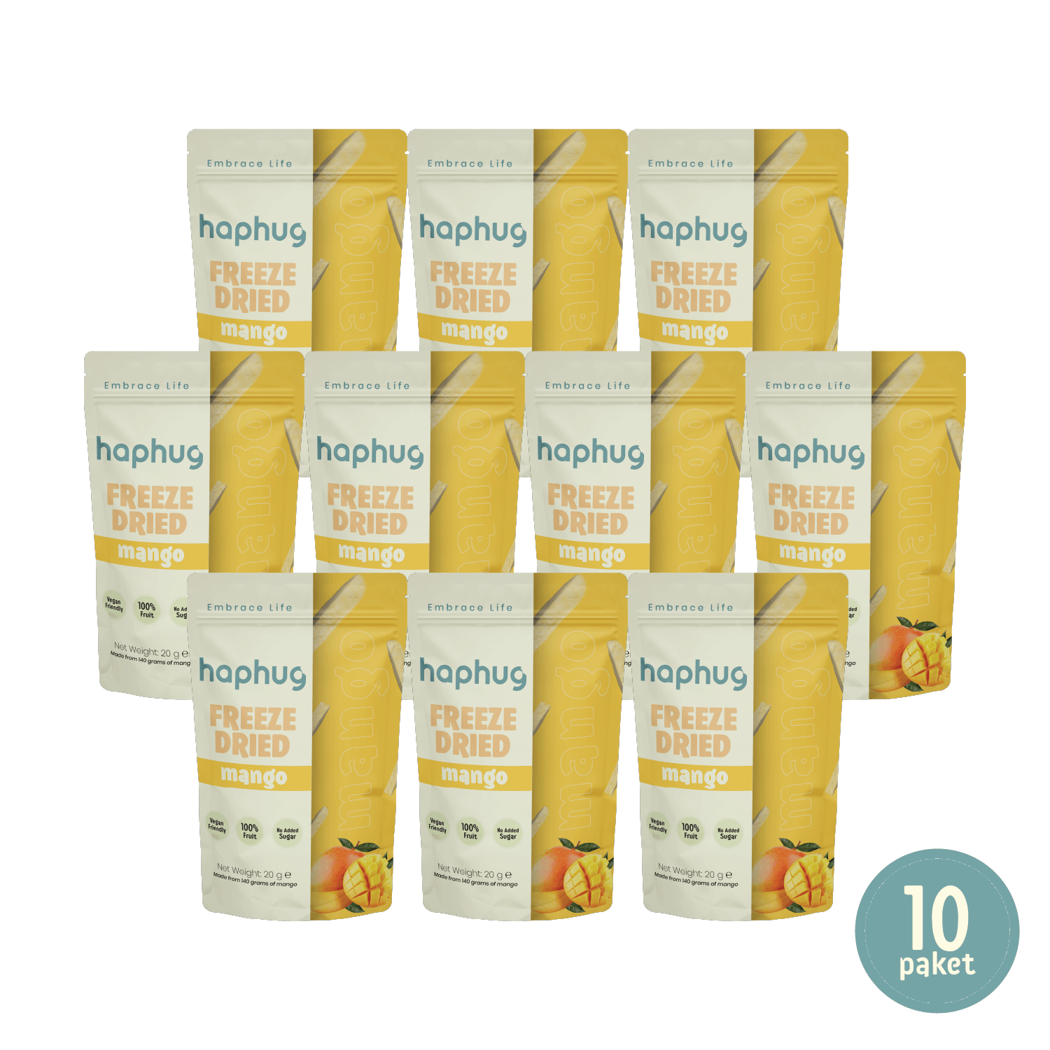10'lu Paket Freeze Dried Mango - Dondurularak Kurutulmuş Mango 20g x 10
