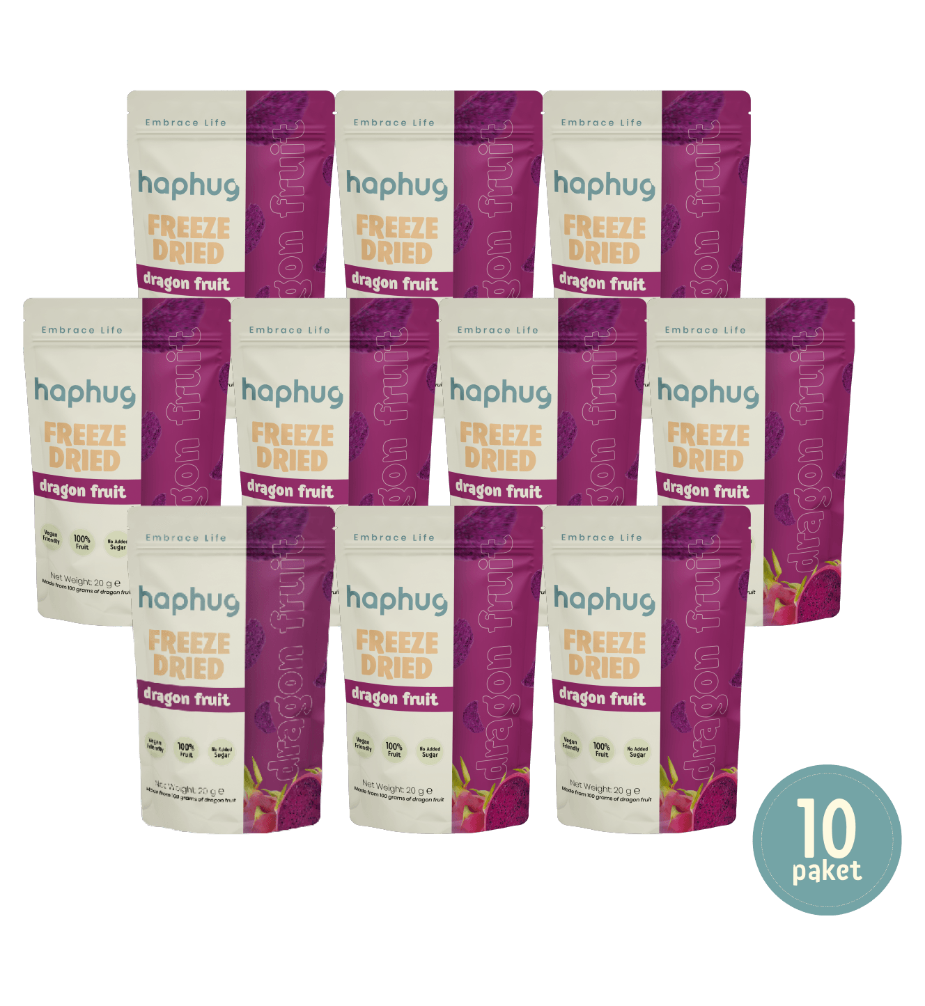10'lu Paket Freeze Dried Ejder Meyvesi - Dondurularak Kurutulmuş Ejder Meyvesi 20g x 10