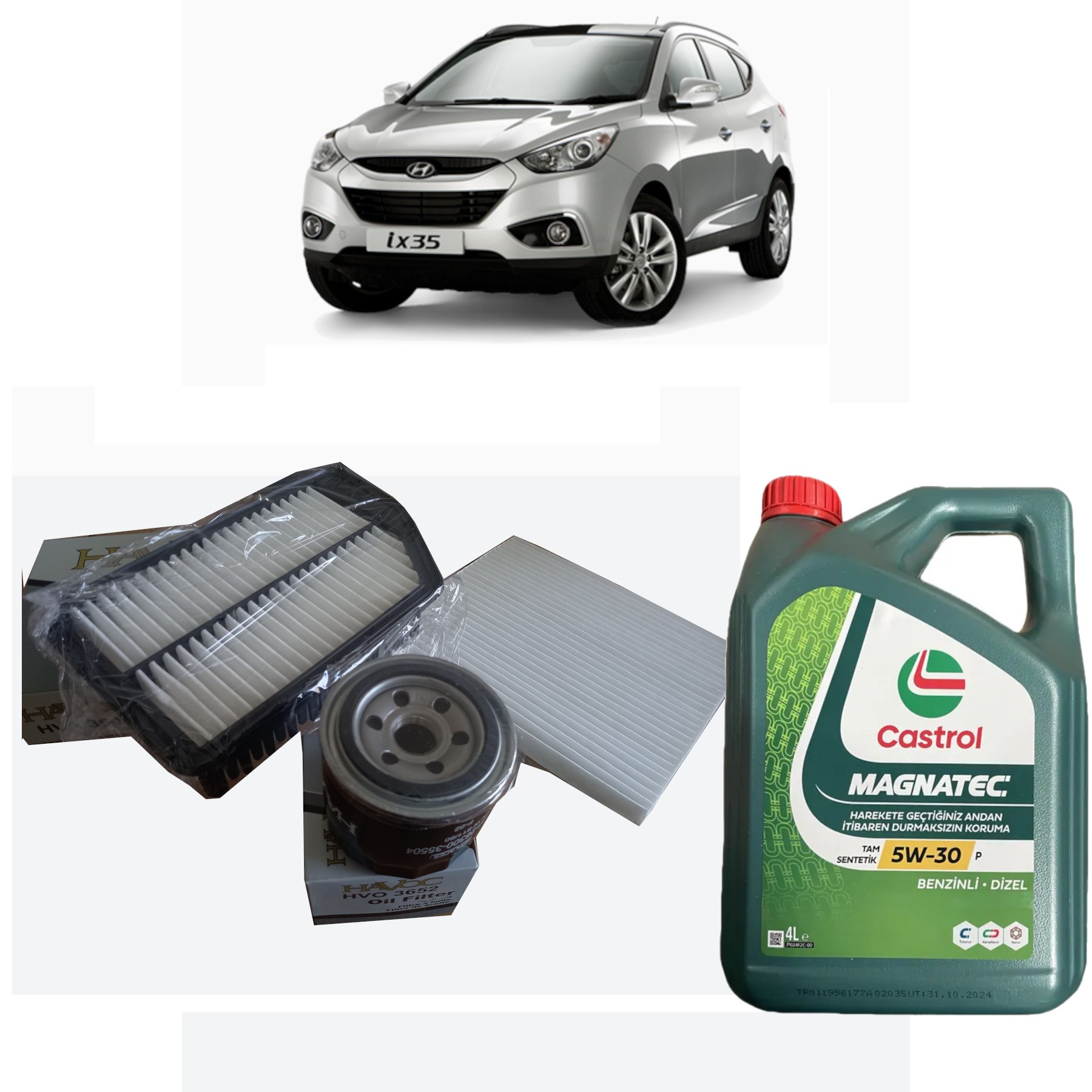 HYUNDAİ İX35 1.6 GDİ PERYODİK BAKIM SETİ HAVA + POLEN + YAĞ FİLTRESİ + 4 LİTRE MAGNATEC 5W 30 MOTOR YAĞI