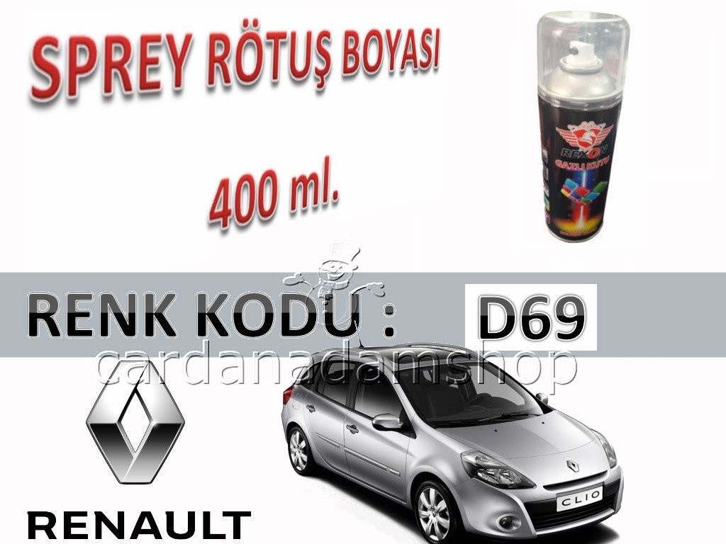 RENAULT CLİO 3 SW PLATİN GRİ D69 BEYAZ RÖTUŞ BOYASI 400 ml. SPREY KUTU