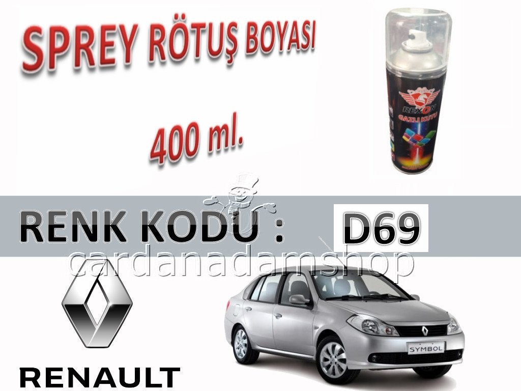 RENAULT SYMBOL PLATİN GRİ D69 BEYAZ RÖTUŞ BOYASI 400 ml. SPREY KUTU