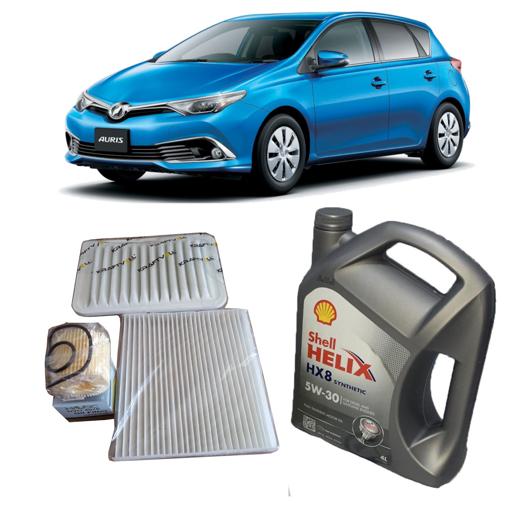 2013-2018 TOYOTA AURİS PERİYODİK BAKIM SETİ 1.33 VE 1.6 BENZİNLİ / LPG'Lİ MOTORLAR İÇİN SHELL 5W 30