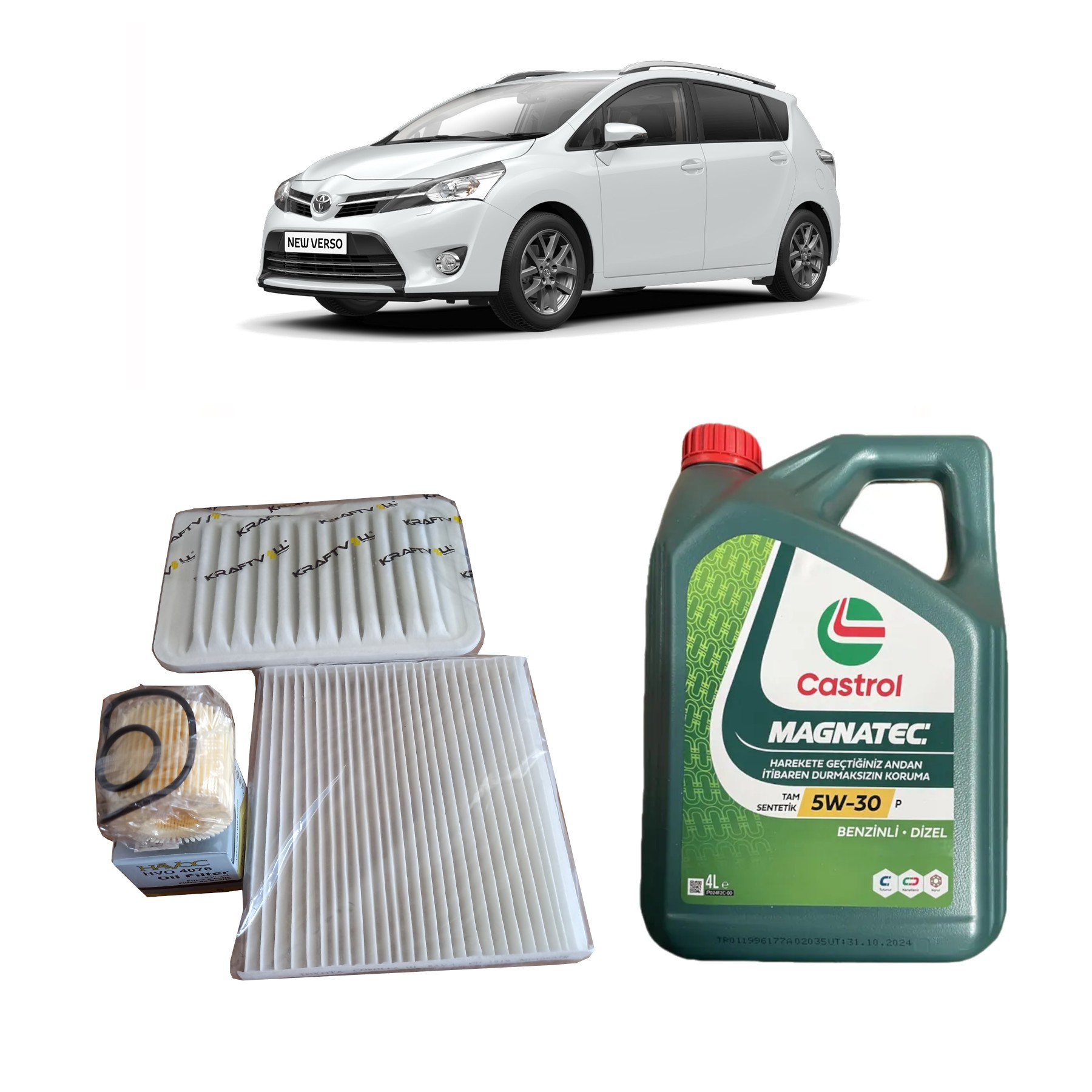 2010-2018 TOYOTA VERSO BENZİNLİ 1.6 MOTORLAR İÇİN YAĞ BAKIM SETİ MAGNATEC 5W 30