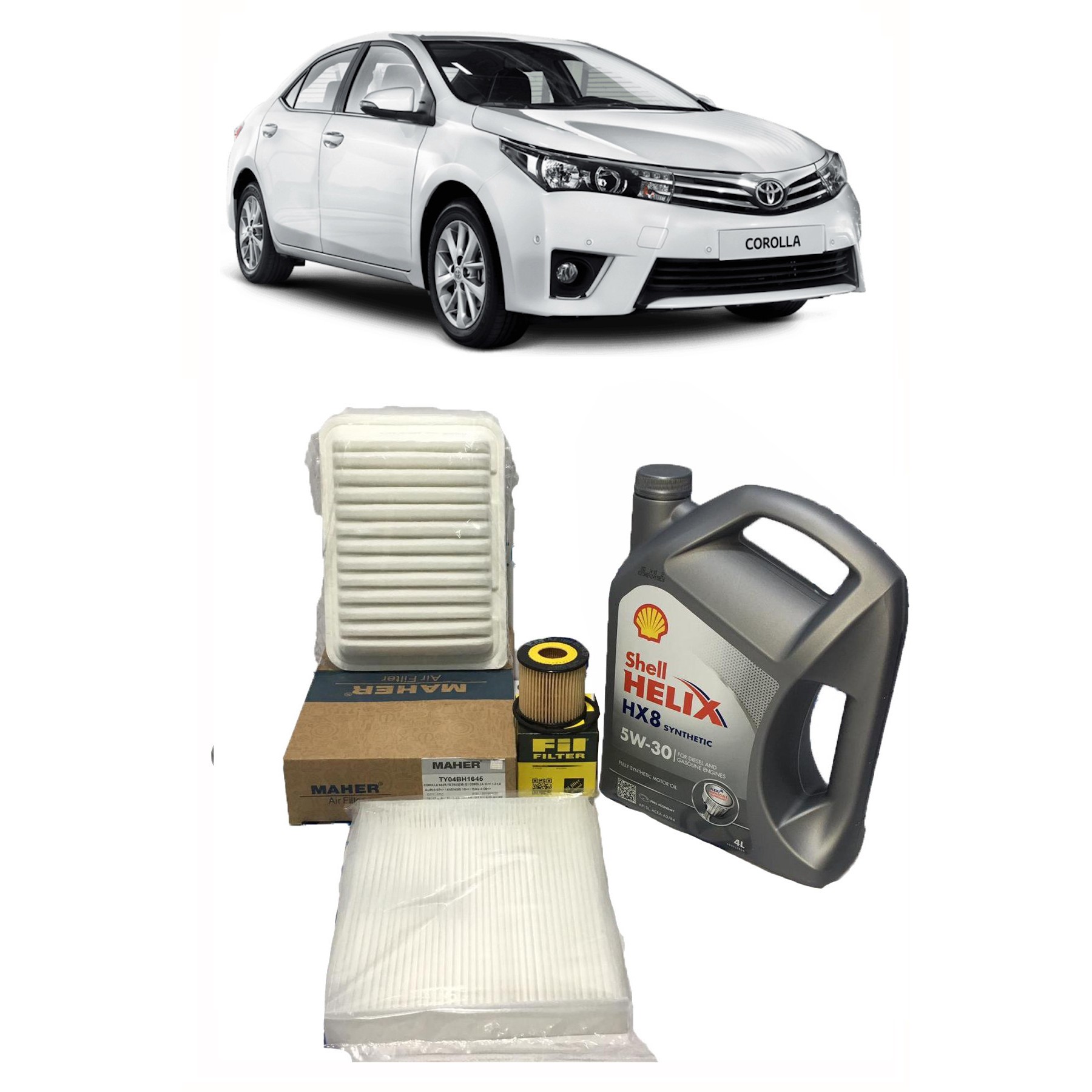 2012-2018 TOYOTA COROLLA PERİYODİK BAKIM SETİ 1.33 VE 1.6 BENZİNLİ / LPG'Lİ MOTORLAR İÇİN SHELL 5W 30