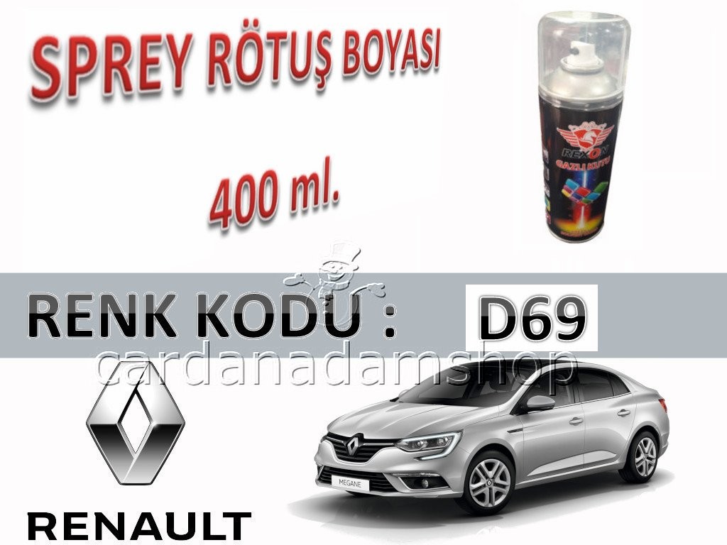 RENAULT MEGANE 4 PLATİN GRİ D69 BEYAZ RÖTUŞ BOYASI 400 ml. SPREY KUTU
