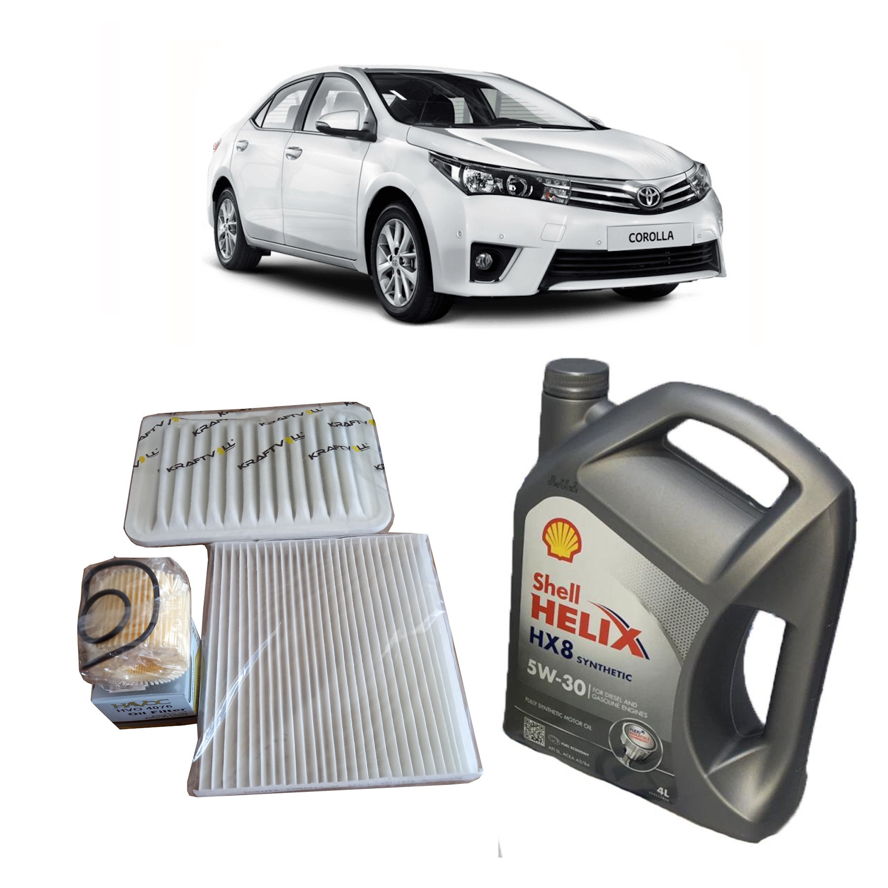 2012-2018 TOYOTA COROLLA PERİYODİK BAKIM SETİ 1.33 VE 1.6 BENZİNLİ / LPG'Lİ MOTORLAR İÇİN SHELL 5W 30