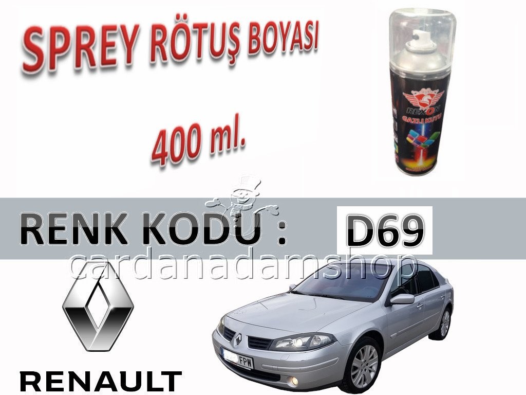 RENAULT LAGUNA II PLATİN GRİ D69 BEYAZ RÖTUŞ BOYASI 400 ml. SPREY KUTU