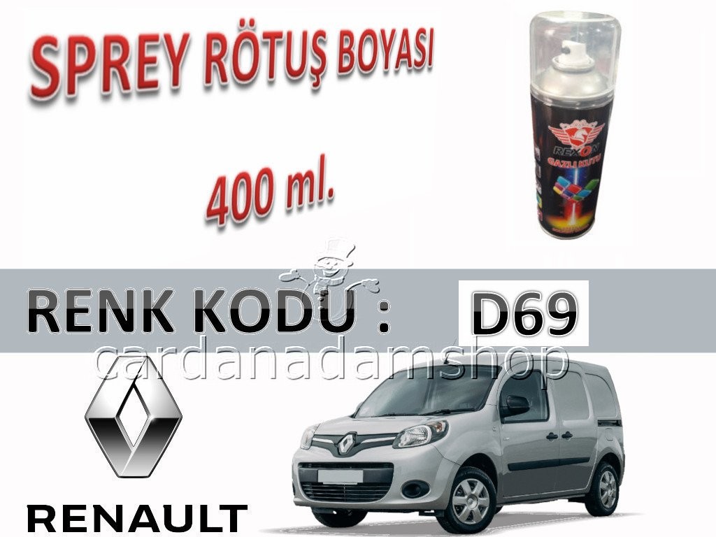 RENAULT KANGOO PLATİN GRİ D69 BEYAZ RÖTUŞ BOYASI 400 ml. SPREY KUTU