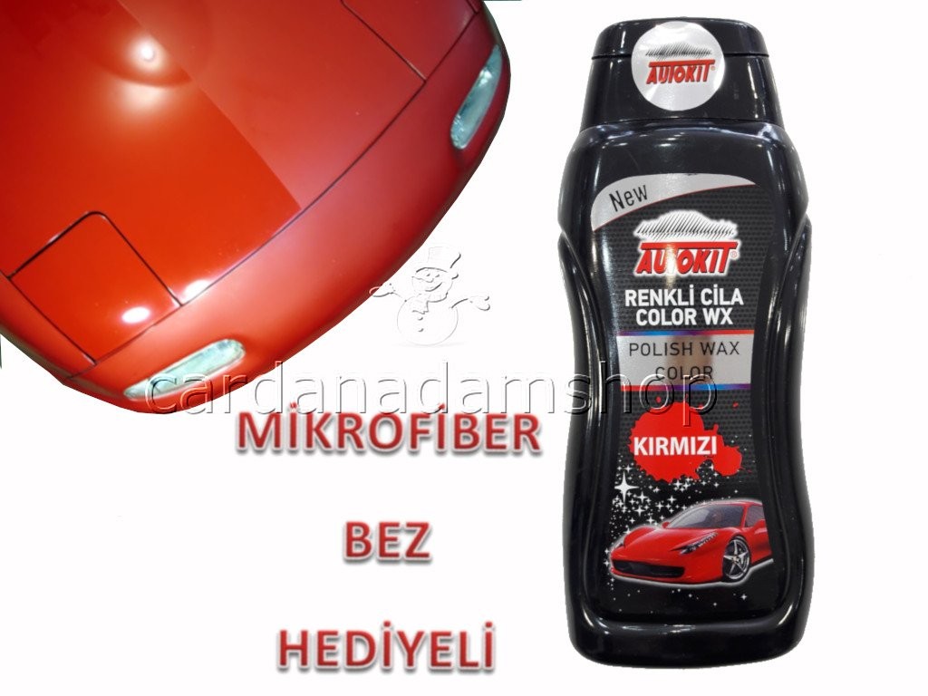 AUTOKİT RENKLİ CİLA KIRMIZI 300 ML. MİKROFİBER BEZ HEDİYELİ