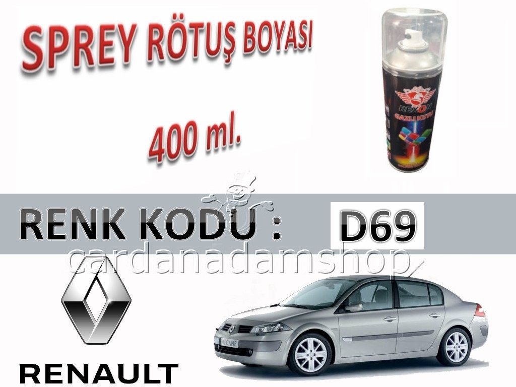RENAULT MEGANE II PLATİN GRİ D69 BEYAZ RÖTUŞ BOYASI 400 ml. SPREY KUTU