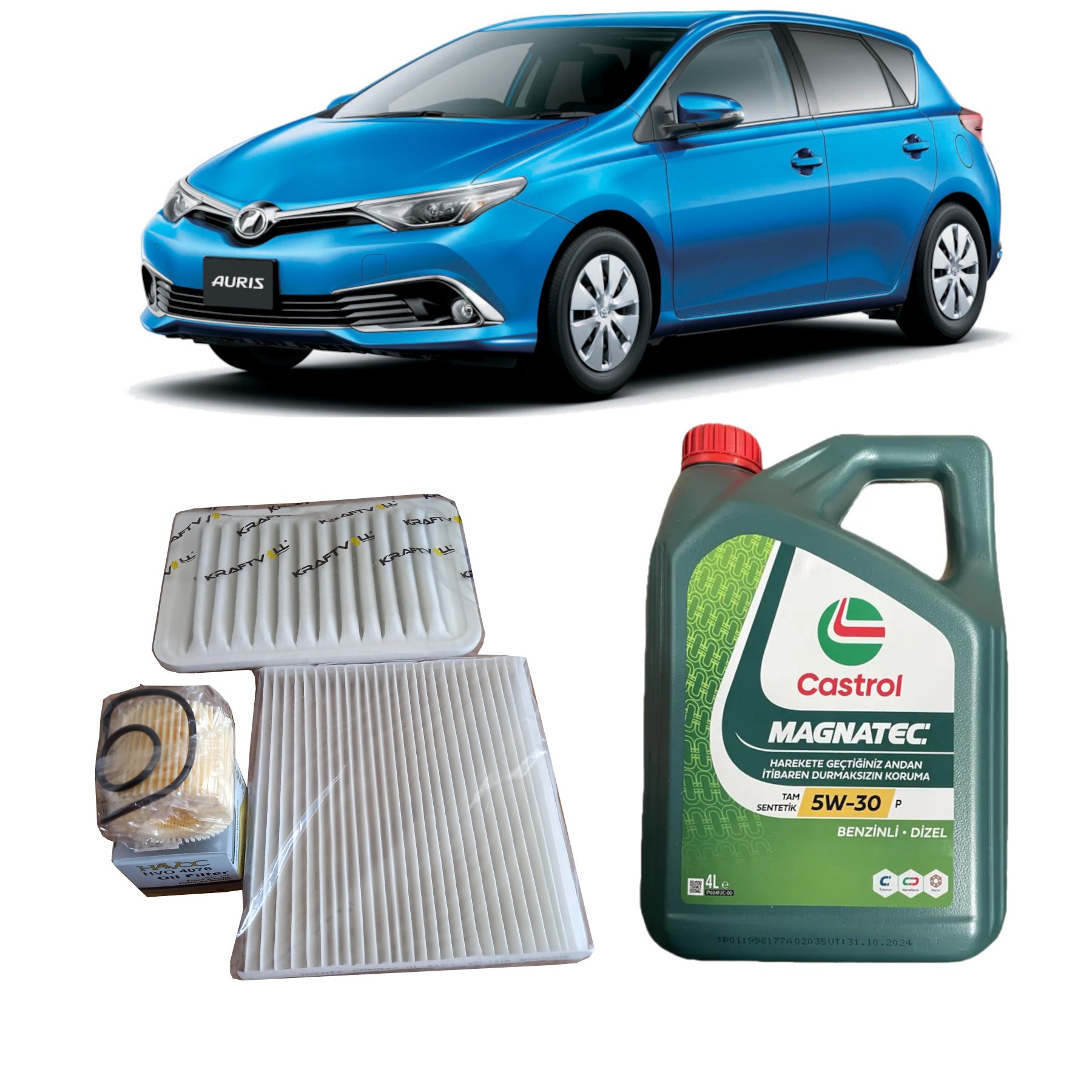 2013-2018 TOYOTA AURİS BENZİNLİ 1.33 VE 1.6 MOTORLAR İÇİN YAĞ BAKIM SETİ MAGNATEC 5W 30