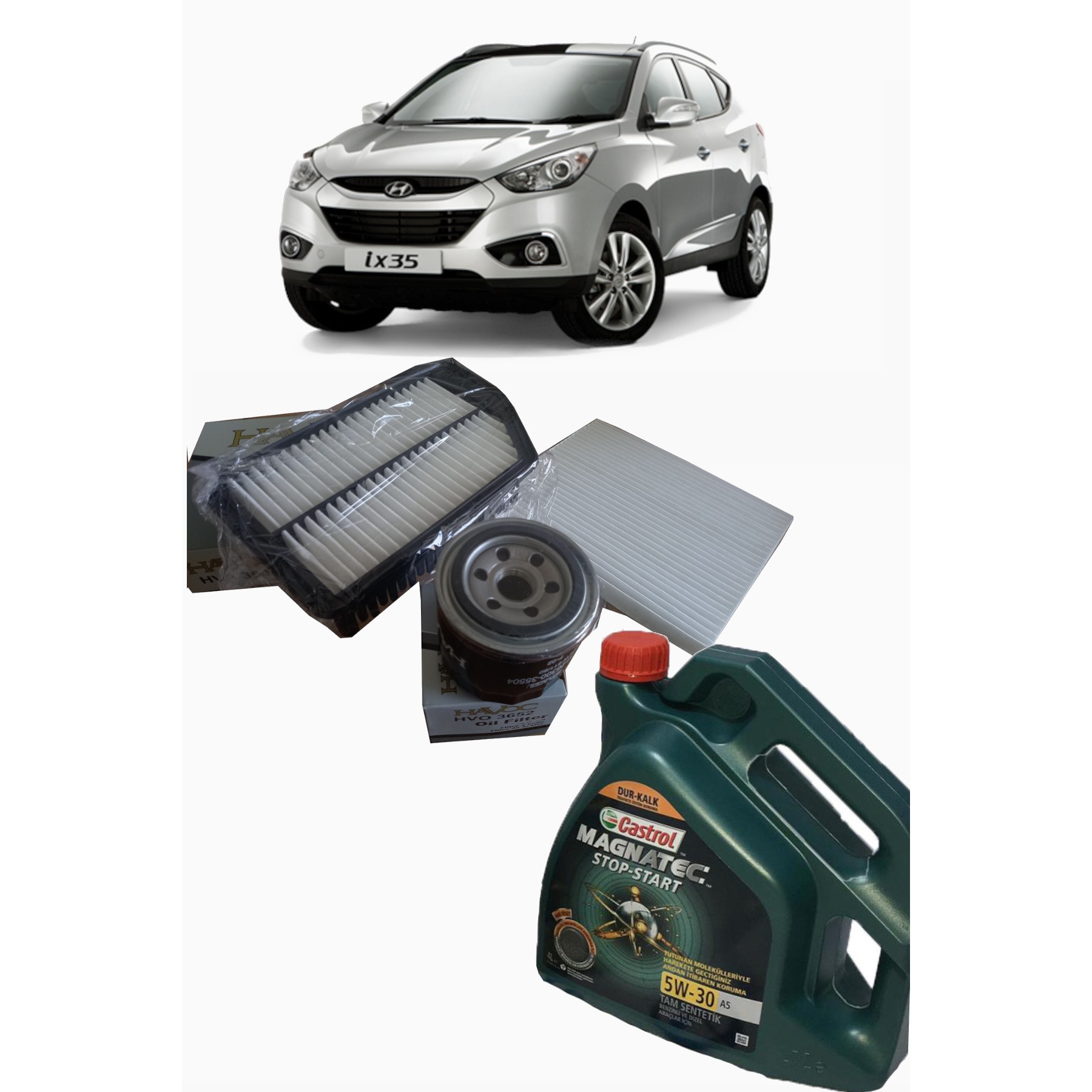 HYUNDAİ İX35 1.6 GDİ PERYODİK BAKIM SETİ HAVA + POLEN + YAĞ FİLTRESİ + 4 LİTRE MAGNATEC 5W 30 MOTOR YAĞI