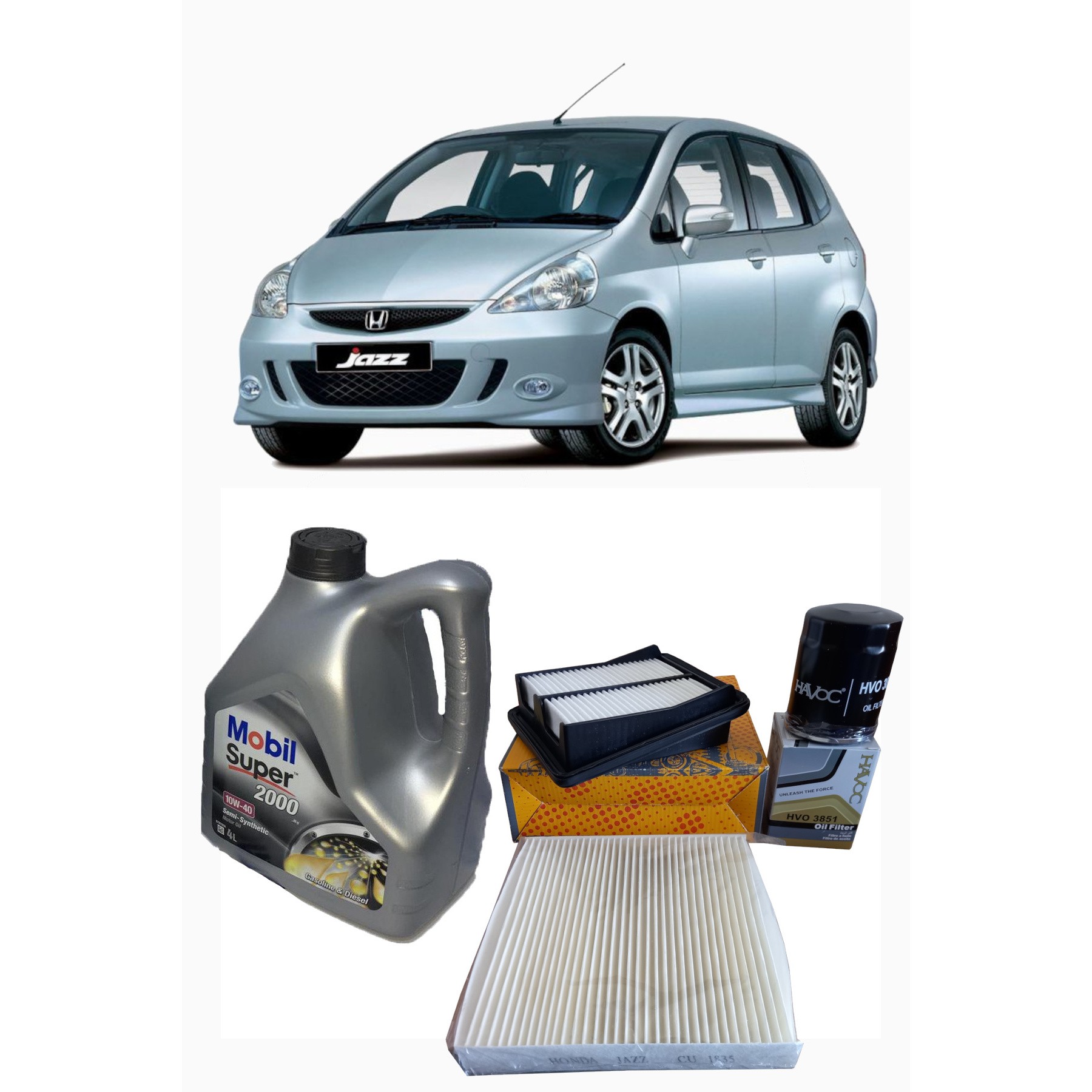 2006-2008 HONDA JAZZ 1.4 PERYODİK BAKIM SETİ HAVA + POLEN + YAĞ FİLTRESİ + 4 LİTRE MOBİL 10W 40