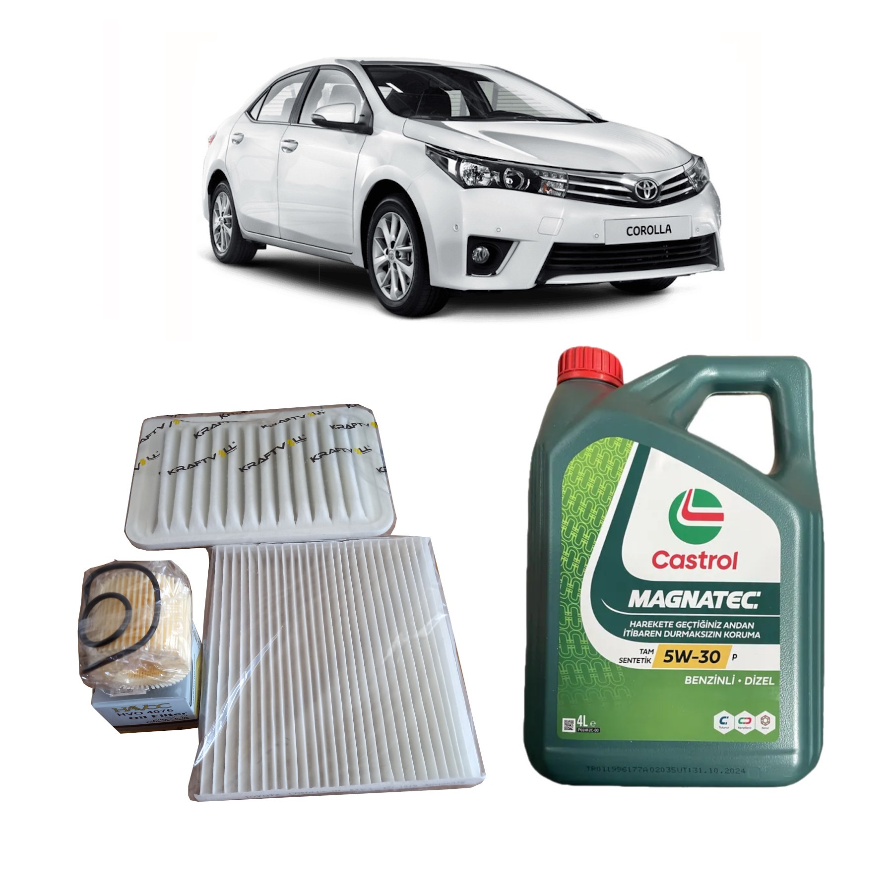 2011-2018 TOYOTA COROLLA PERİYODİK BAKIM SETİ 1.33 VE 1.6 BENZİNLİ / LPG'Lİ MOTORLAR İÇİN MAGNATEC 5W 30