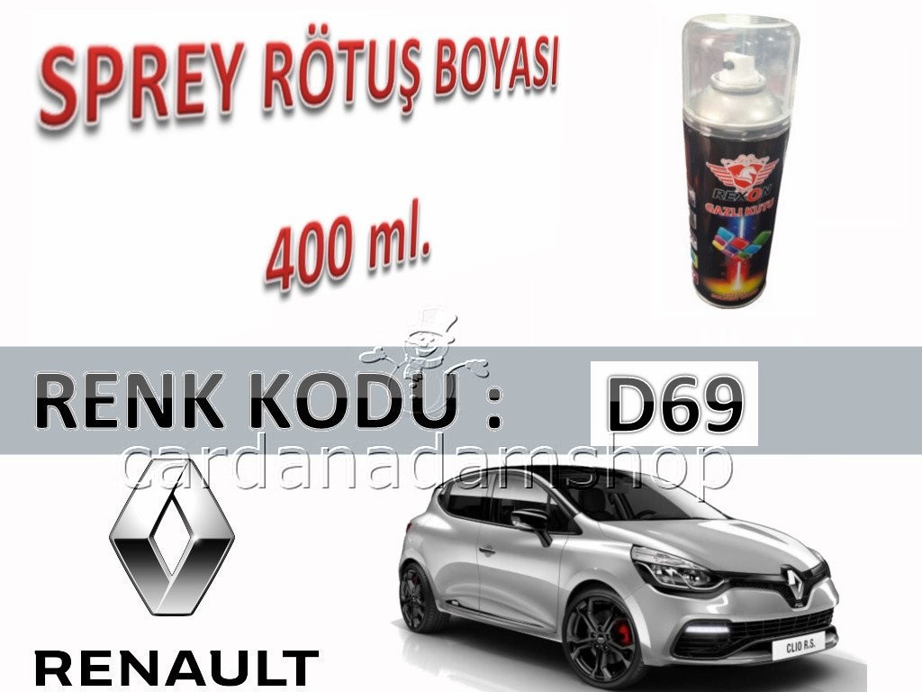 RENAULT CLİO PLATİN GRİ D69 BEYAZ RÖTUŞ BOYASI 400 ml. SPREY KUTU