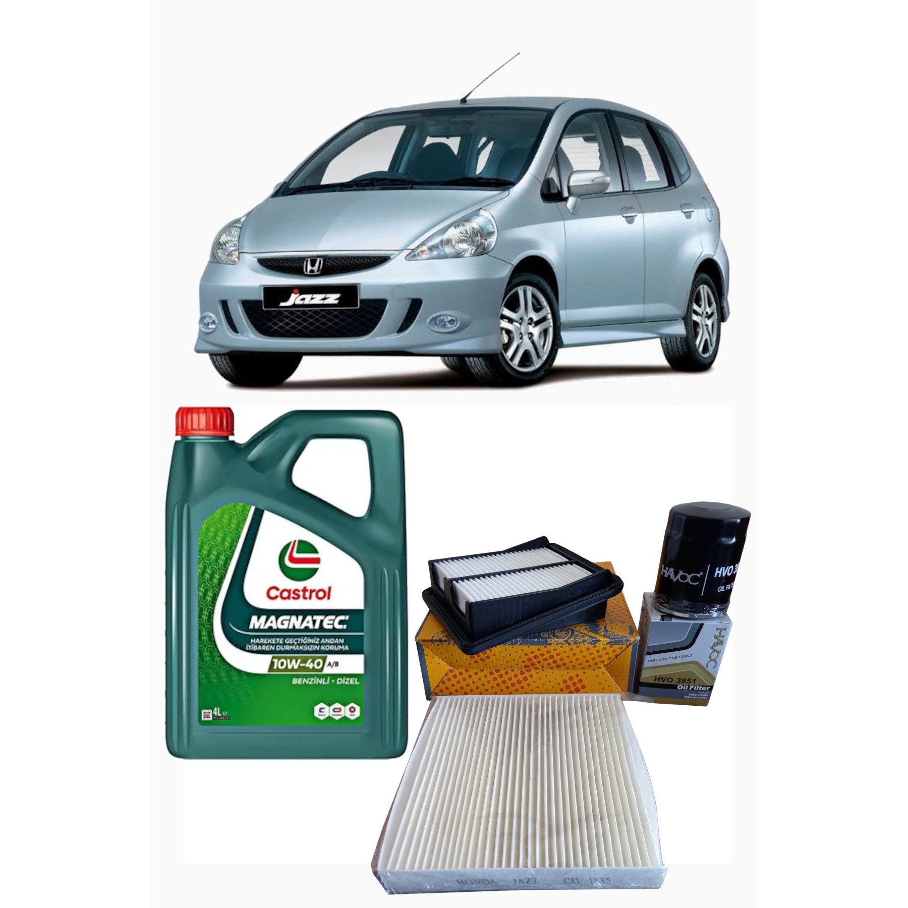 2006-2008 HONDA JAZZ 1.4 PERYODİK BAKIM SETİ HAVA + POLEN + YAĞ FİLTRESİ + 4 LİTRE MAGNATEC 10W 40