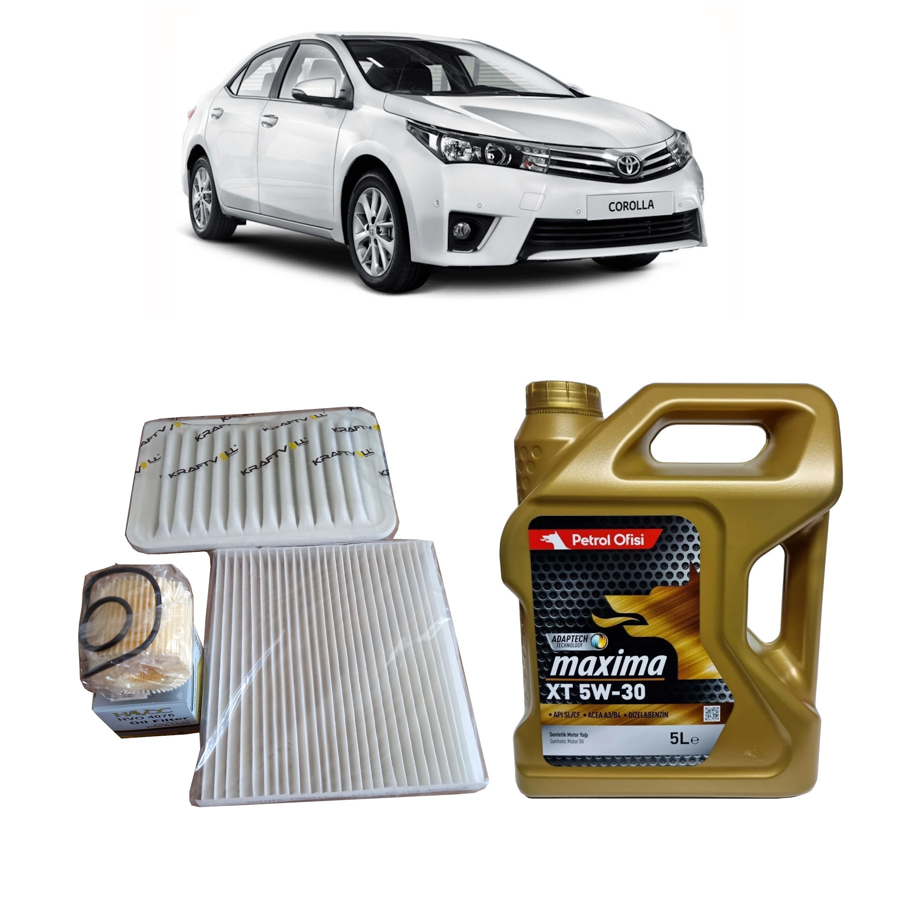 2011-2018 TOYOTA COROLLA PERİYODİK BAKIM SETİ 1.33 VE 1.6 BENZİNLİ / LPG'Lİ MOTORLAR İÇİN PETROL OFİSİ