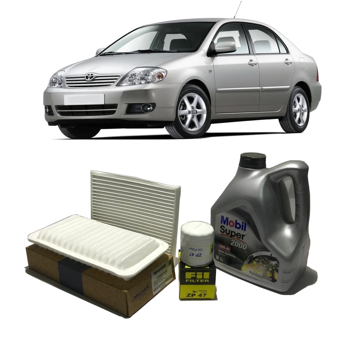 COROLLA 2002-2006 BENZİNLİ MOTORLAR İÇİN YAĞ BAKIM SETİ MOBİL 10W 40