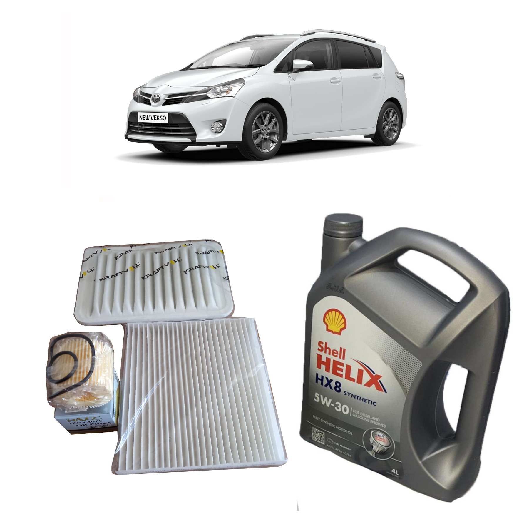 2010-2018 TOYOTA VERSO PERİYODİK BAKIM SETİ 1.6 BENZİNLİ / LPG'Lİ MOTORLAR İÇİN SHELL 5W 30