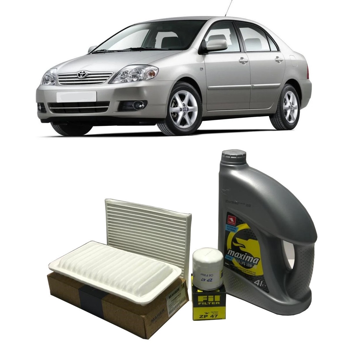 TOYOTA COROLLA 2002-2006 BENZİNLİ MOTORLAR İÇİN YAĞ BAKIM SETİ PETROL OFİSİ 10W 40