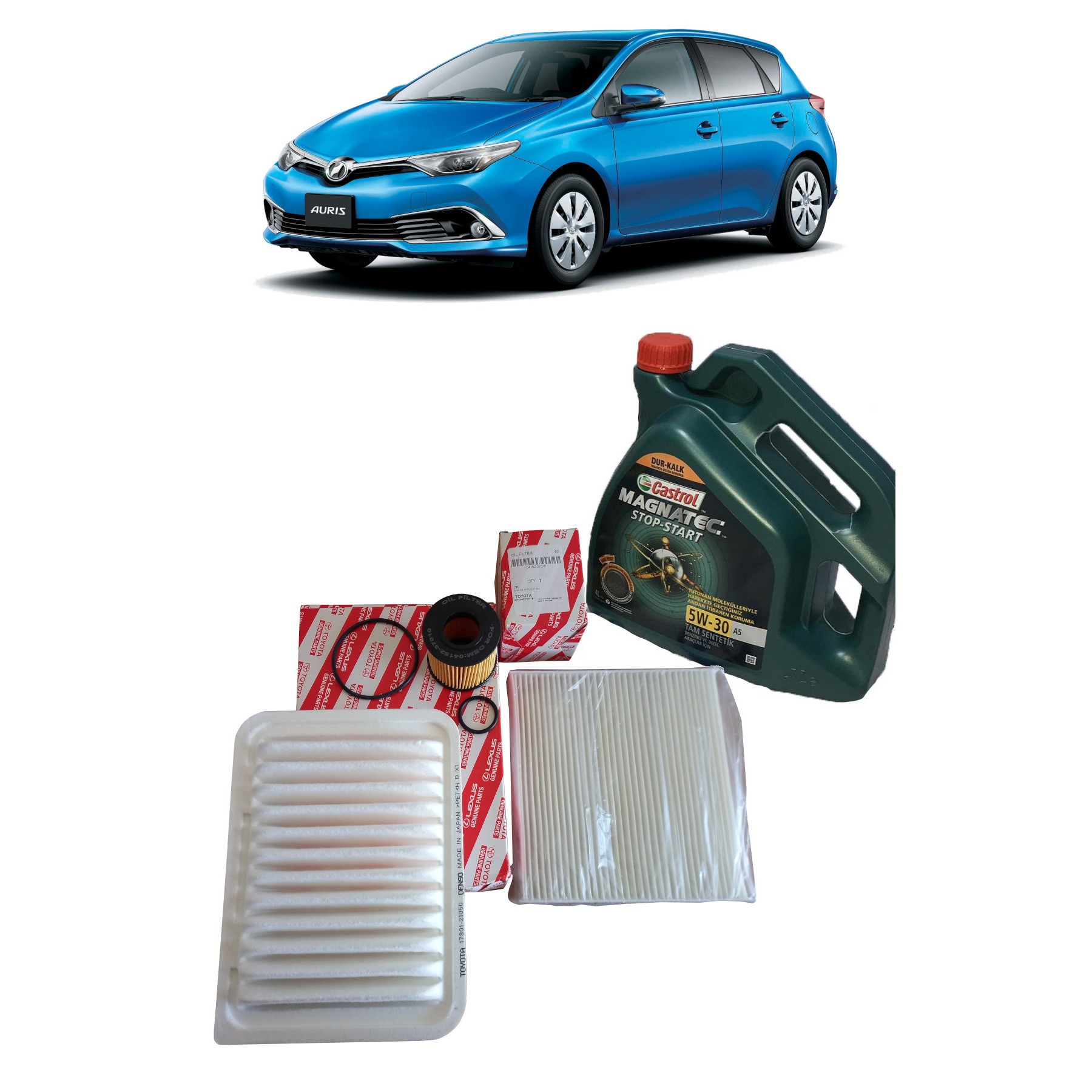 2013-2018 TOYOTA AURİS BENZİNLİ 1.33 VE 1.6 MOTORLAR İÇİN YAĞ BAKIM SETİ MAGNATEC 5W 30