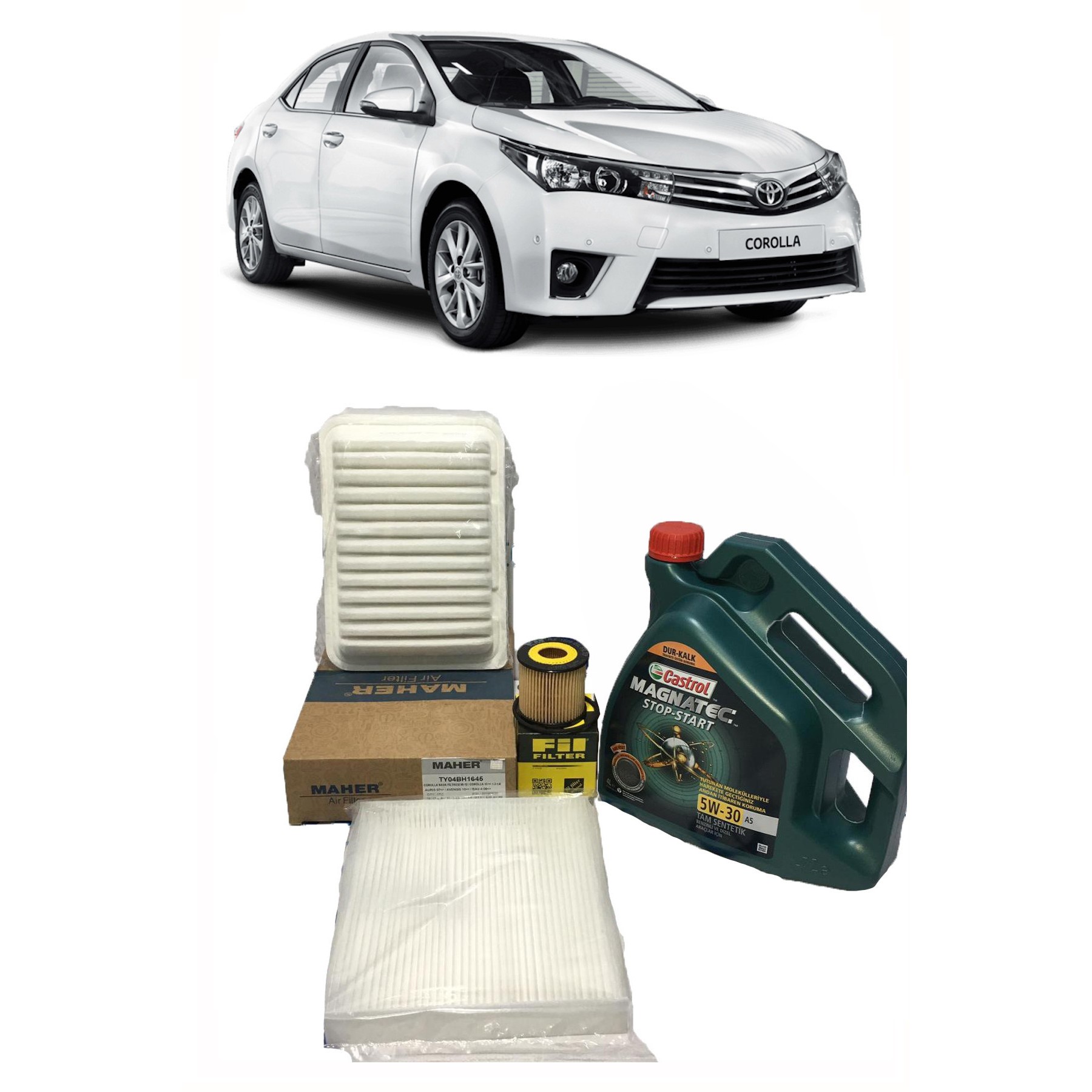 2011-2018 TOYOTA COROLLA PERİYODİK BAKIM SETİ 1.33 VE 1.6 BENZİNLİ / LPG'Lİ MOTORLAR İÇİN MAGNATEC 5W 30