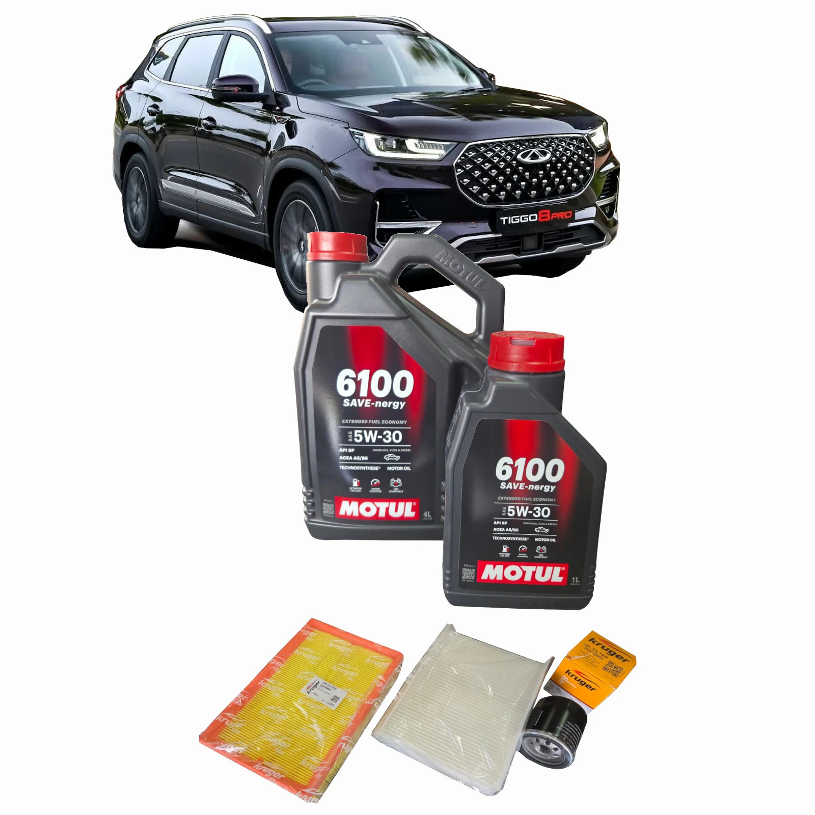 CHERY TİGGO 8 PRO 1.6 TGDI YAĞ BAKIM SETİ MOTUL 6100 5l. + HAVA + POLEN + YAĞ FİLTRESİ