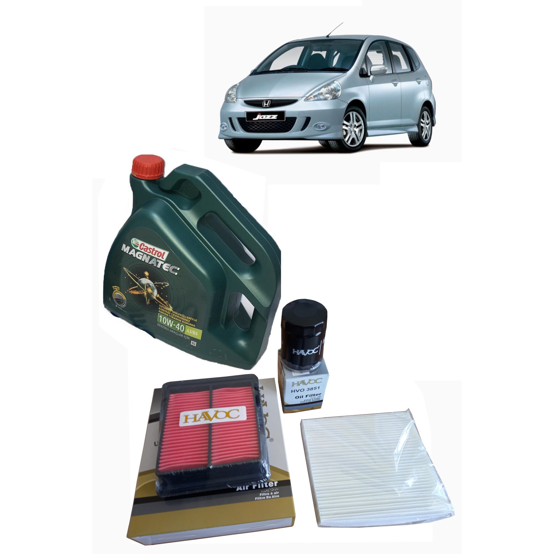 2006-2008 HONDA JAZZ 1.4 PERYODİK BAKIM SETİ HAVA + POLEN + YAĞ FİLTRESİ + 4 LİTRE MAGNATEC 10W 40
