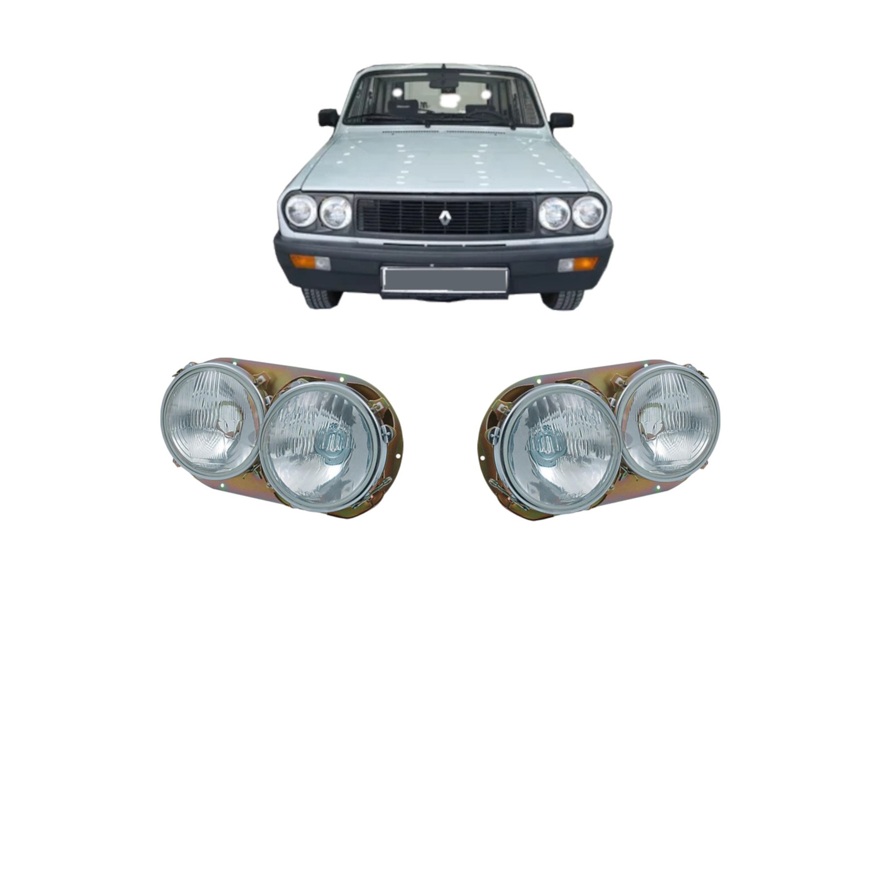 RENAULT 12 TOROS ÖN FAR SAĞ SOL TAKIM HALİNDE ÇİFT YUVARLAK MODEL