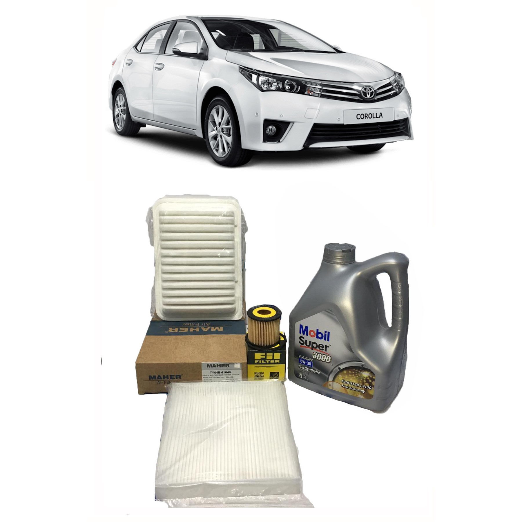 2012-2018 TOYOTA COROLLA PERİYODİK BAKIM SETİ 1.33 VE 1.6 BENZİNLİ / LPG'Lİ MOTORLAR İÇİN MOBİL 5W 30