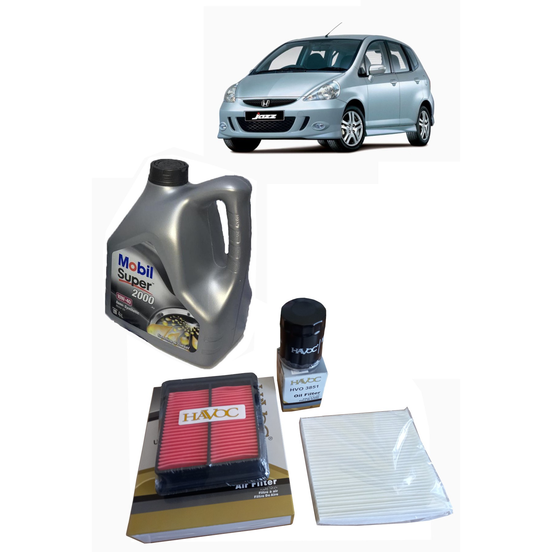 2006-2008 HONDA JAZZ 1.4 PERYODİK BAKIM SETİ HAVA + POLEN + YAĞ FİLTRESİ + 4 LİTRE MOBİL 10W 40