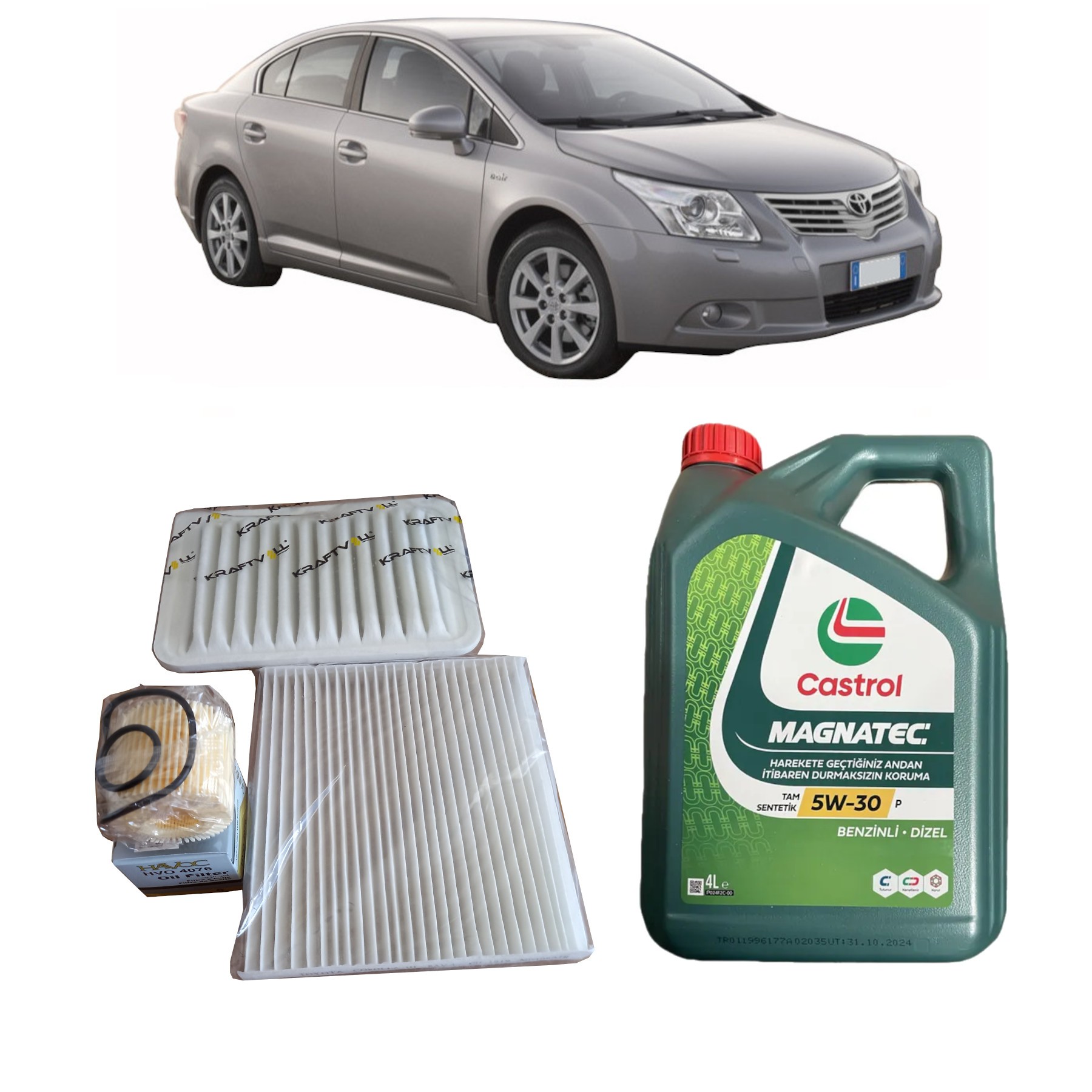 2008-2018 TOYOTA AVENSİS BENZİNLİ 1.6 MOTORLAR İÇİN YAĞ BAKIM SETİ MAGNATEC 5W 30