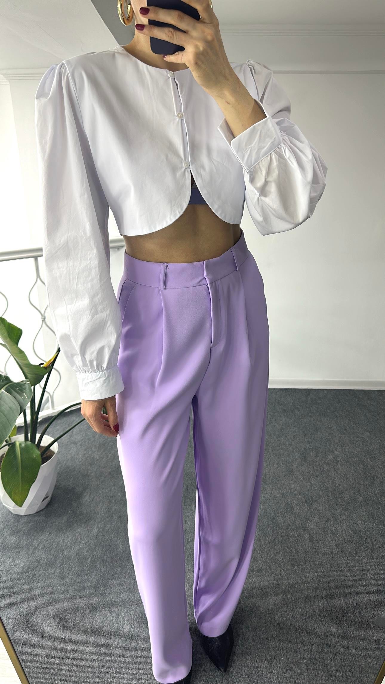 Premium Lila Palazzo Pantolon