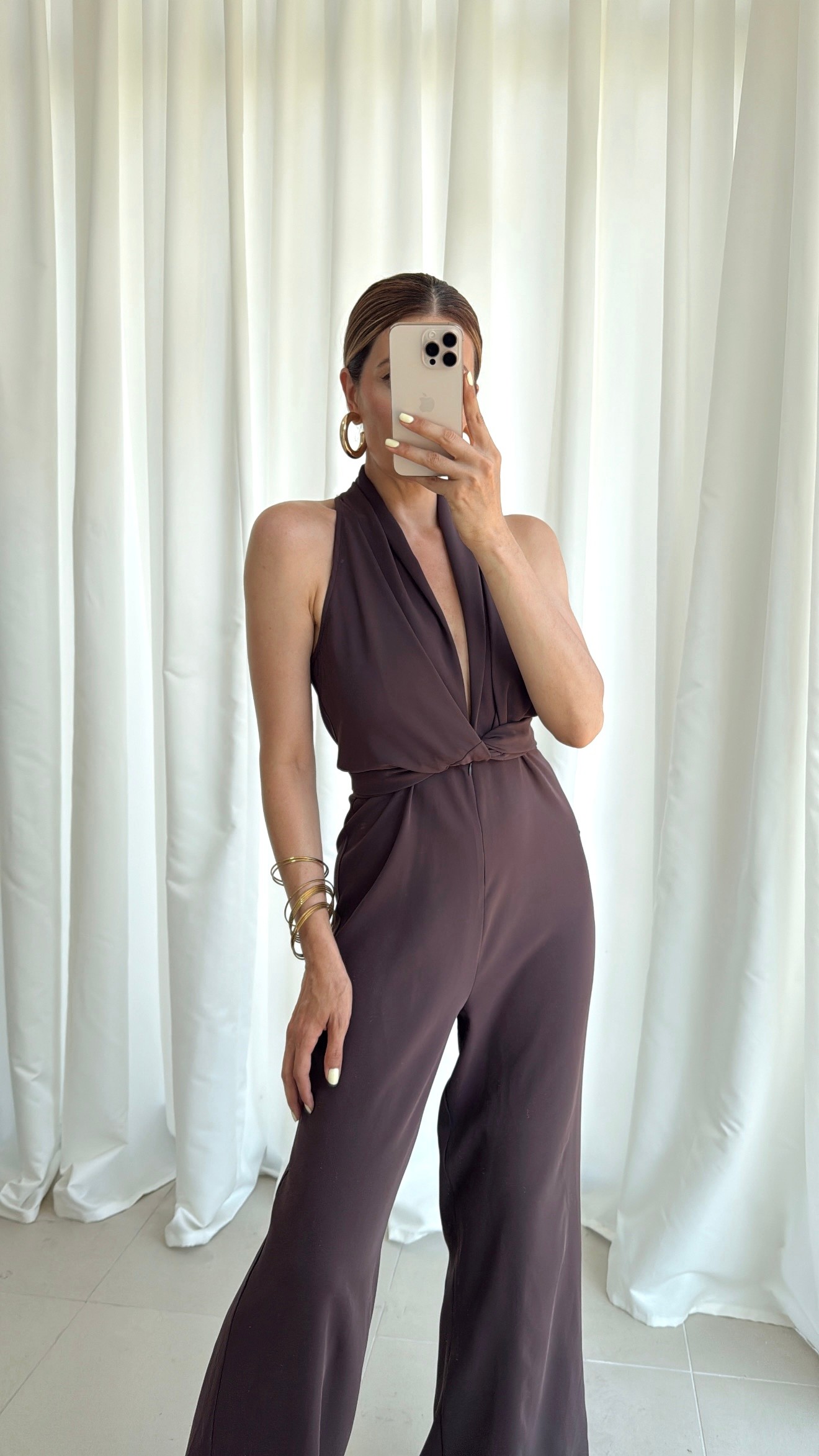 CREP KUMAŞ DÜĞÜM DETAY TULUM-KAHVE