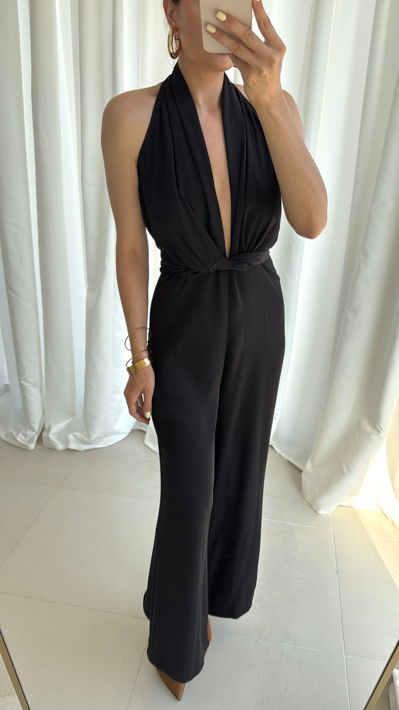 CREP KUMAŞ DÜĞÜM DETAY TULUM-SİYAH