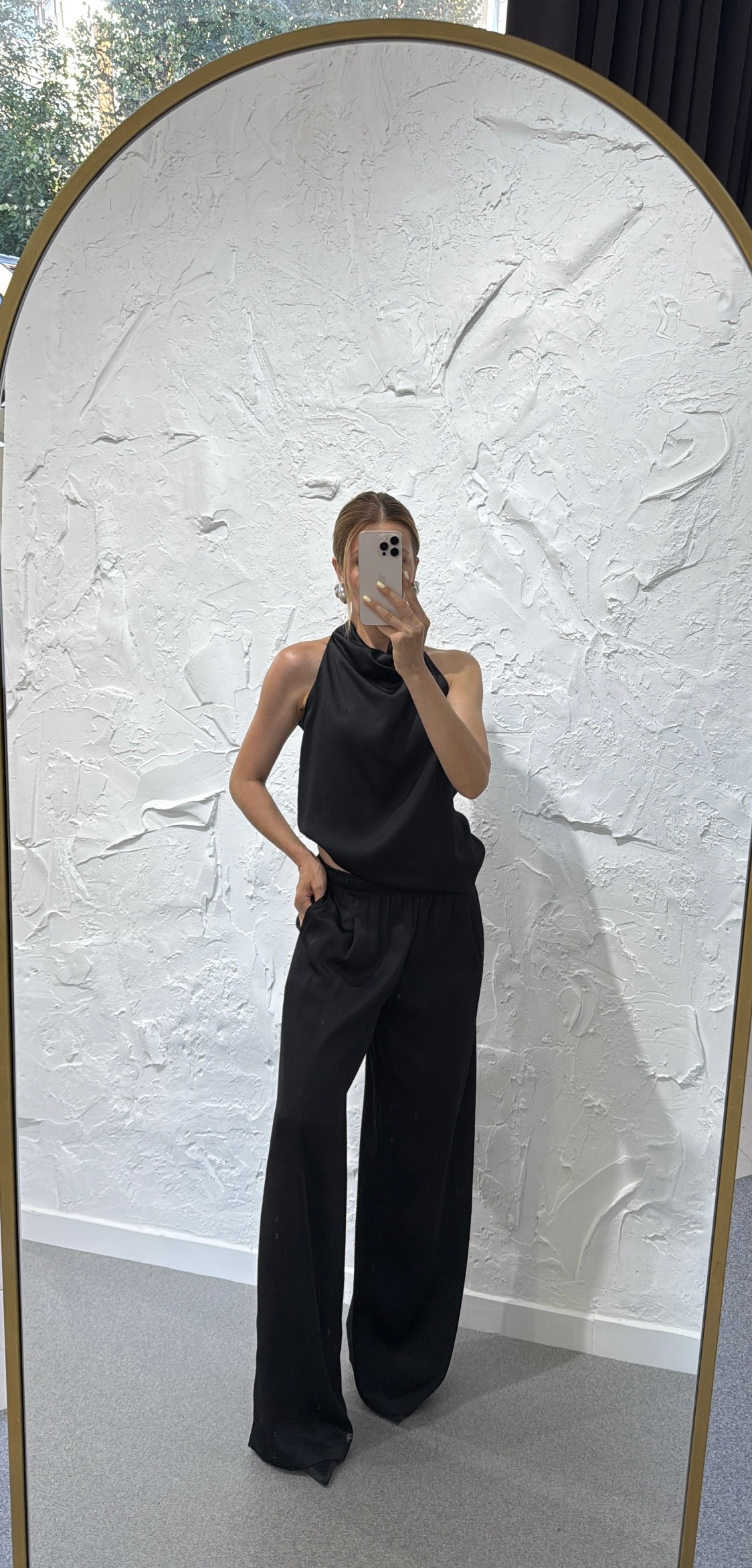 SATAN PANTOLON BLUZ TAKIM-SİYAH