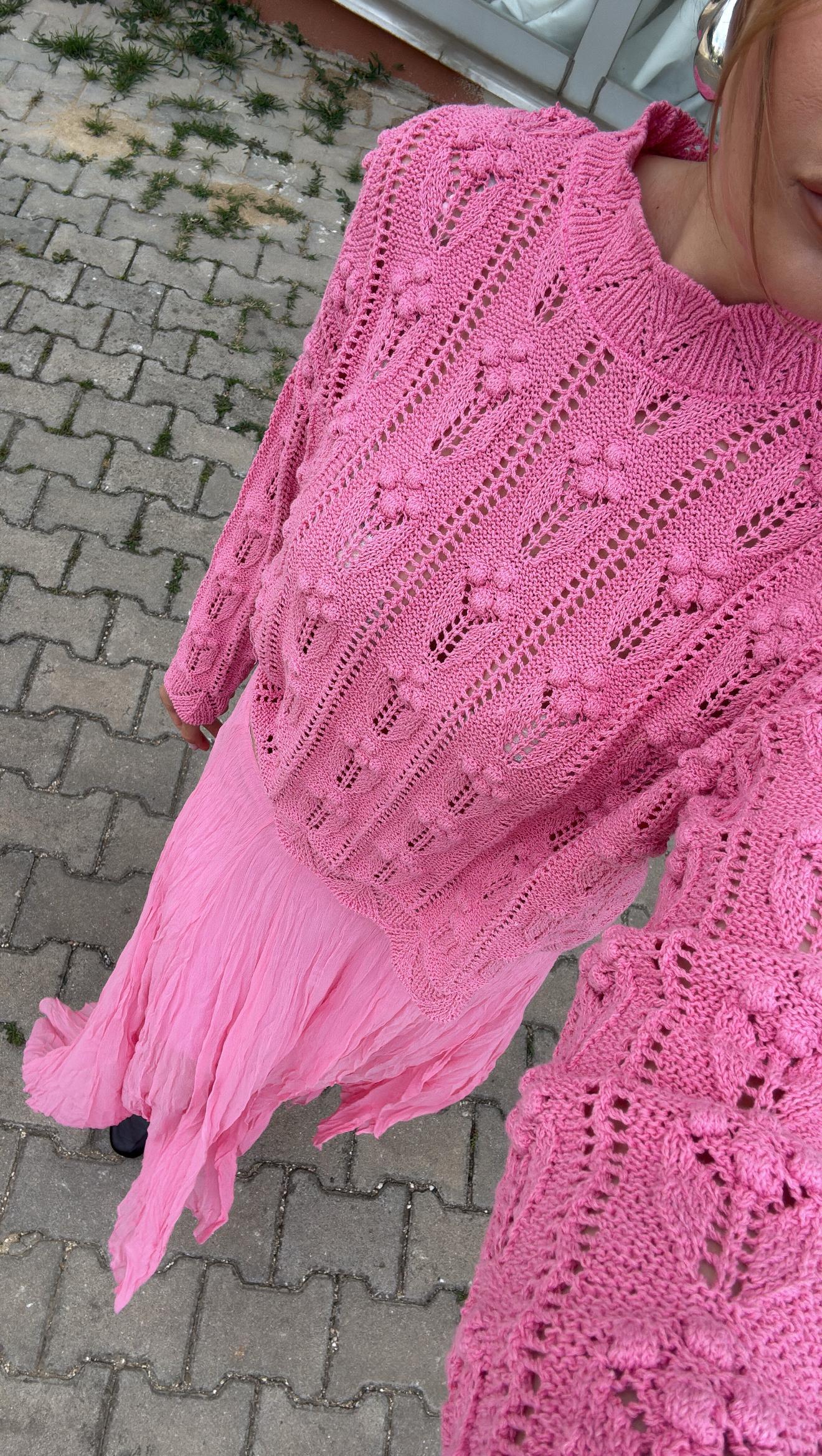 PEMBE AJURLU MEVSİMLİK TRİKO