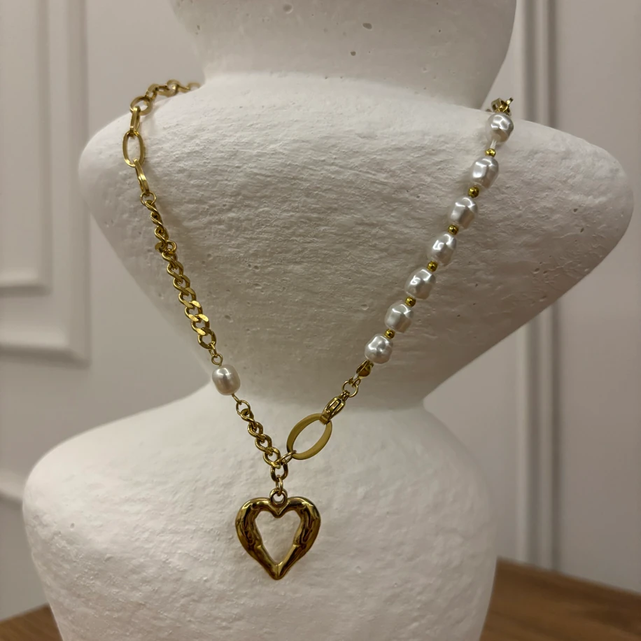 Çelik İnci-Kalp Kolye