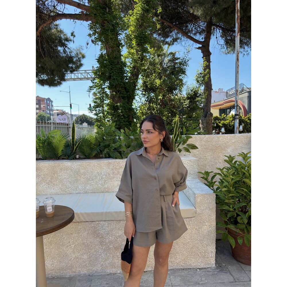 Şortlu Keten Takım