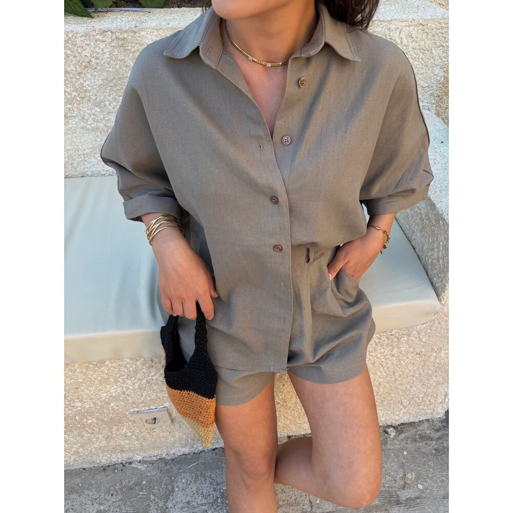 Şortlu Keten Takım