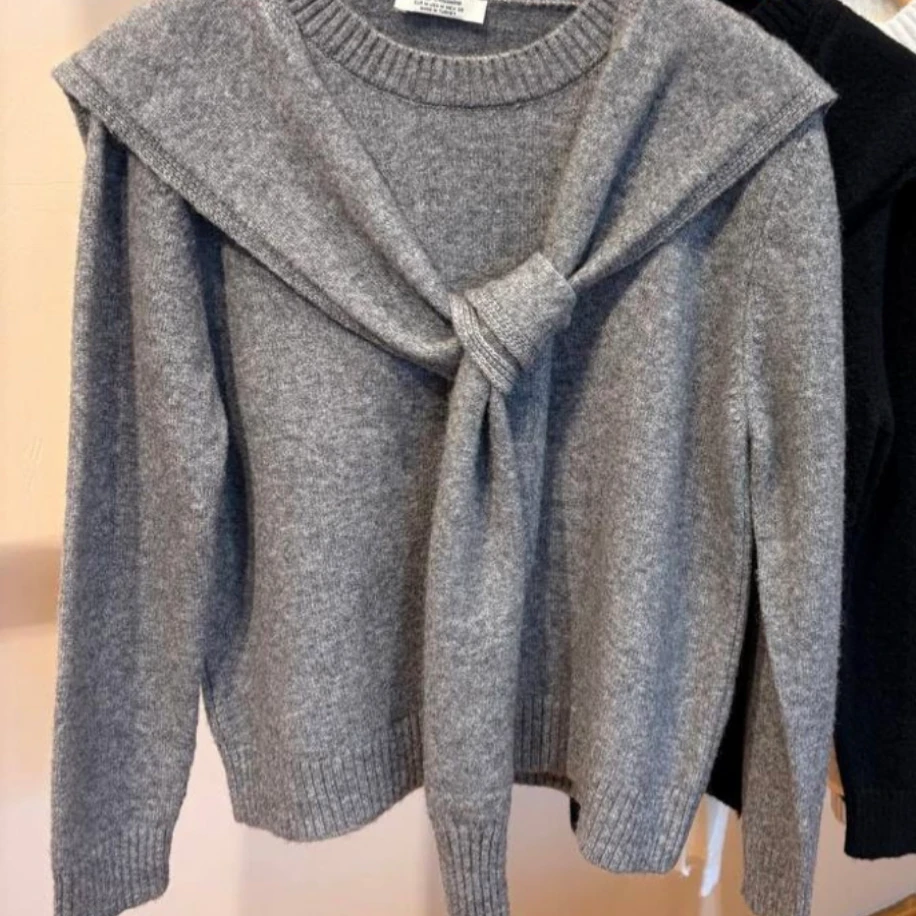 Bağlama Detay Gri Kazak