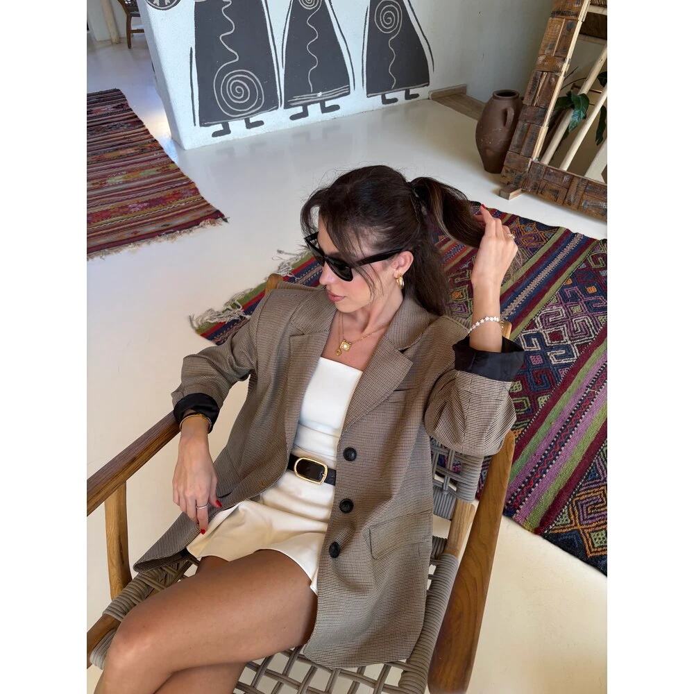 Premıum Ekose Blazer