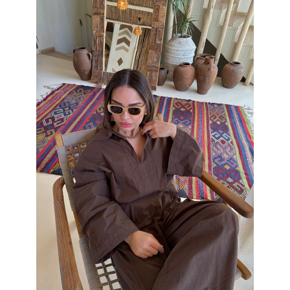 Premium Kahve Poplin Takım