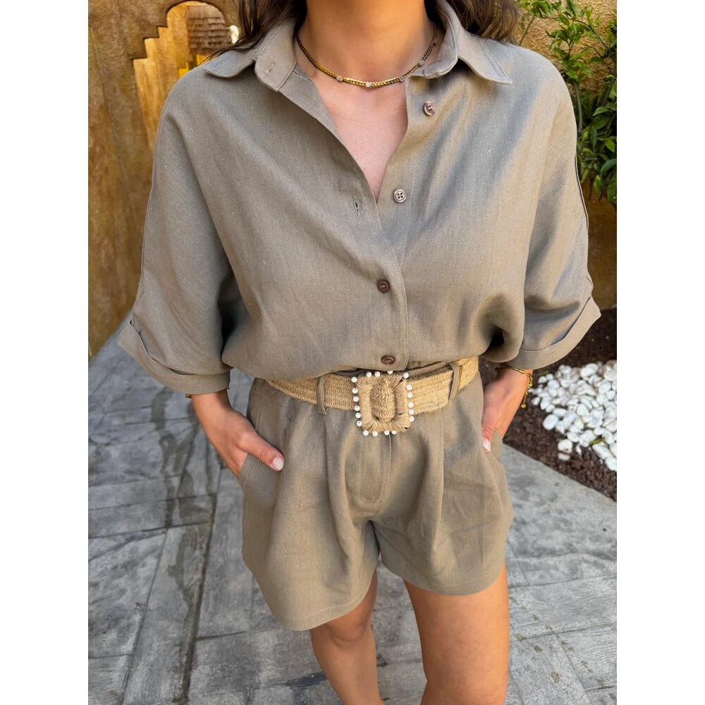 Şortlu Keten Takım